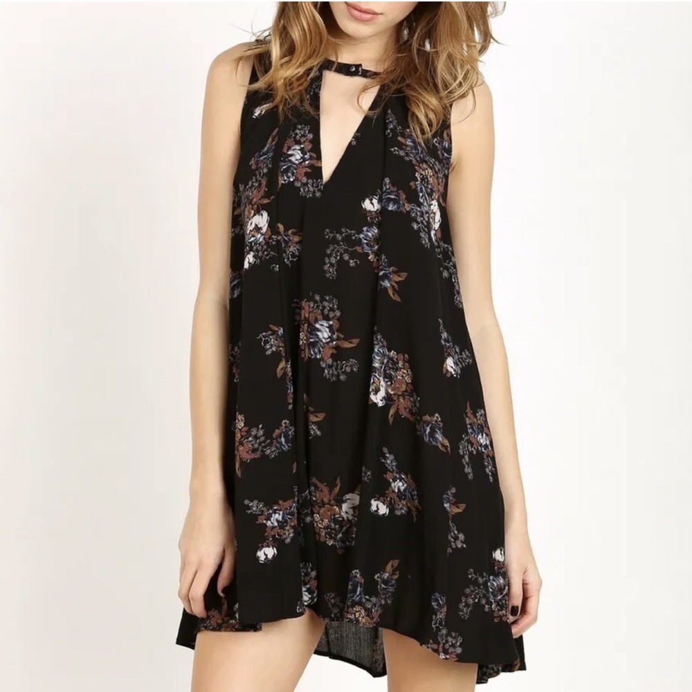 Free People Black and Purple Halter Mini Sundress - Picture 3 of 8